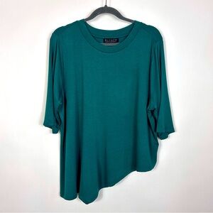 Eloquii Forest Green Crew Neck Short Sleeve Blouse